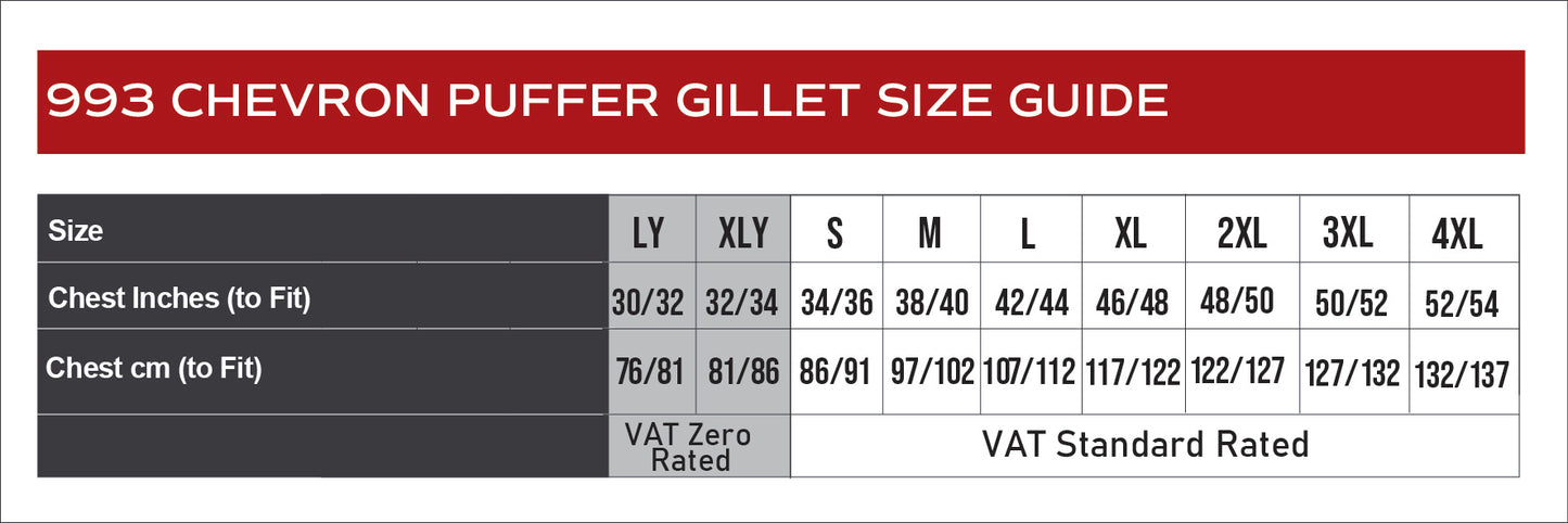 Sports Winter Chevron Thermal Puffer Gilet - Black or Navy