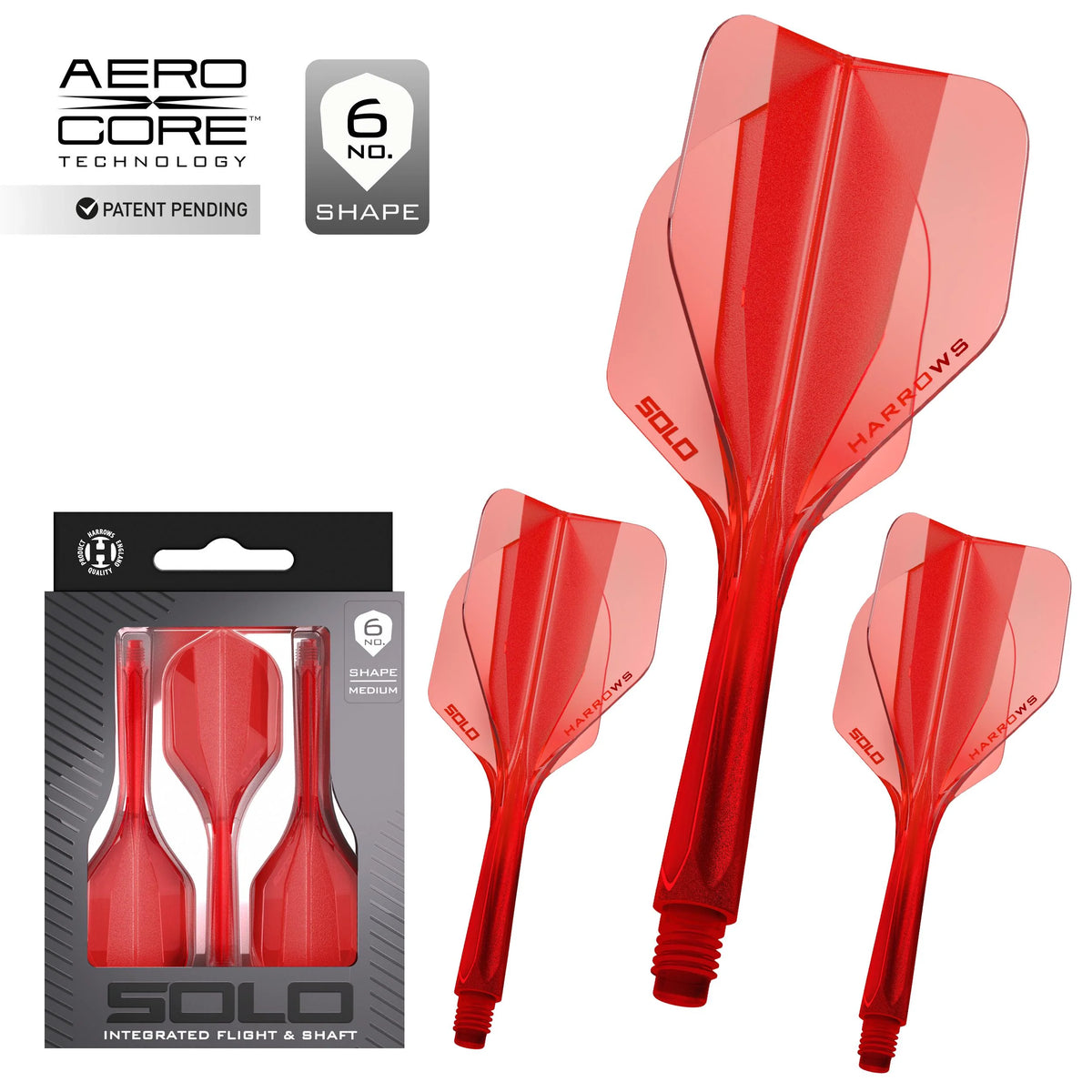 Harrows Darts Solo: Integrated Flight and Shaft - Red - Midi