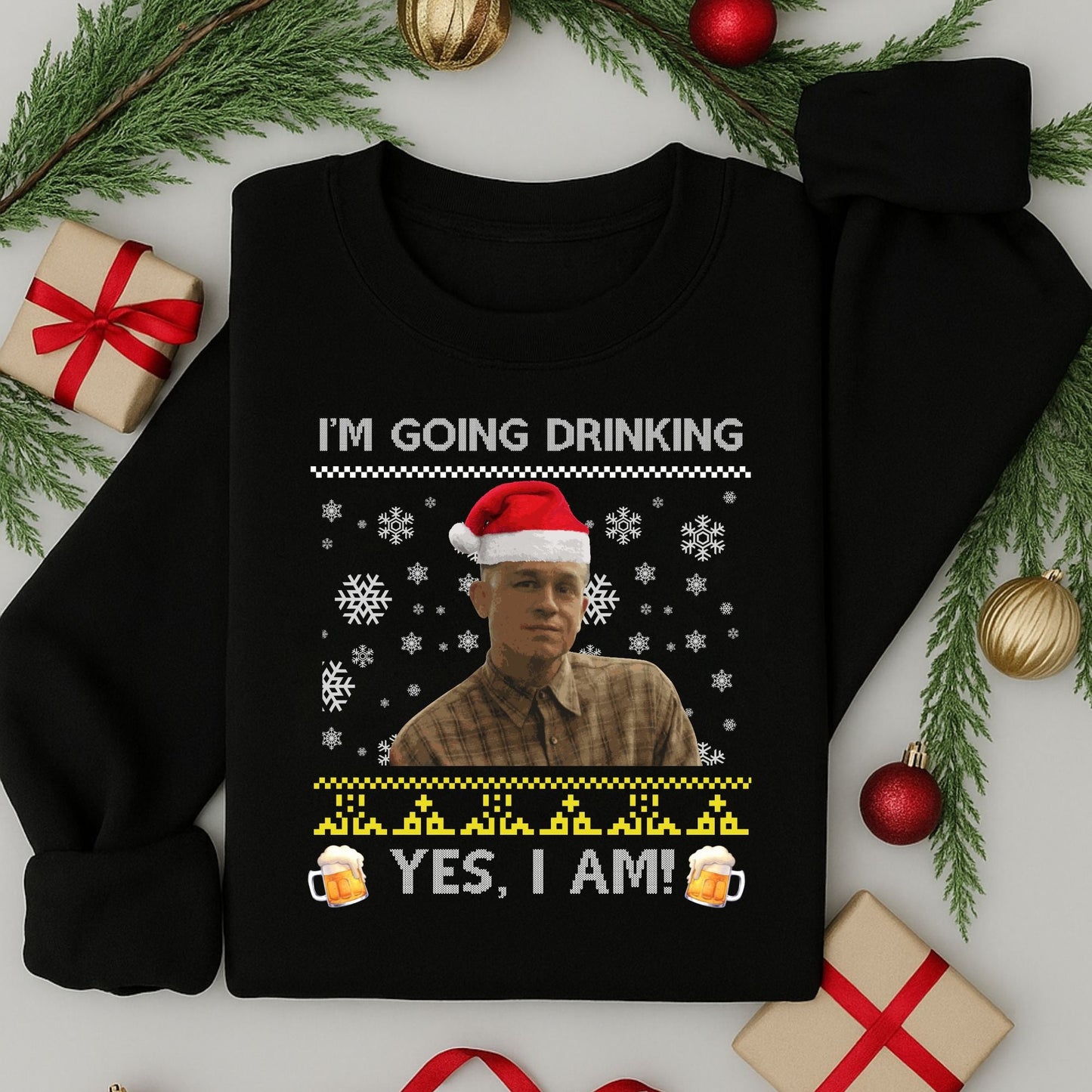 Adult Ed Gein Christmas Jumper | Funny Drinking Festive Sweatshirt | Xmas Sweater Gift for Men & Women