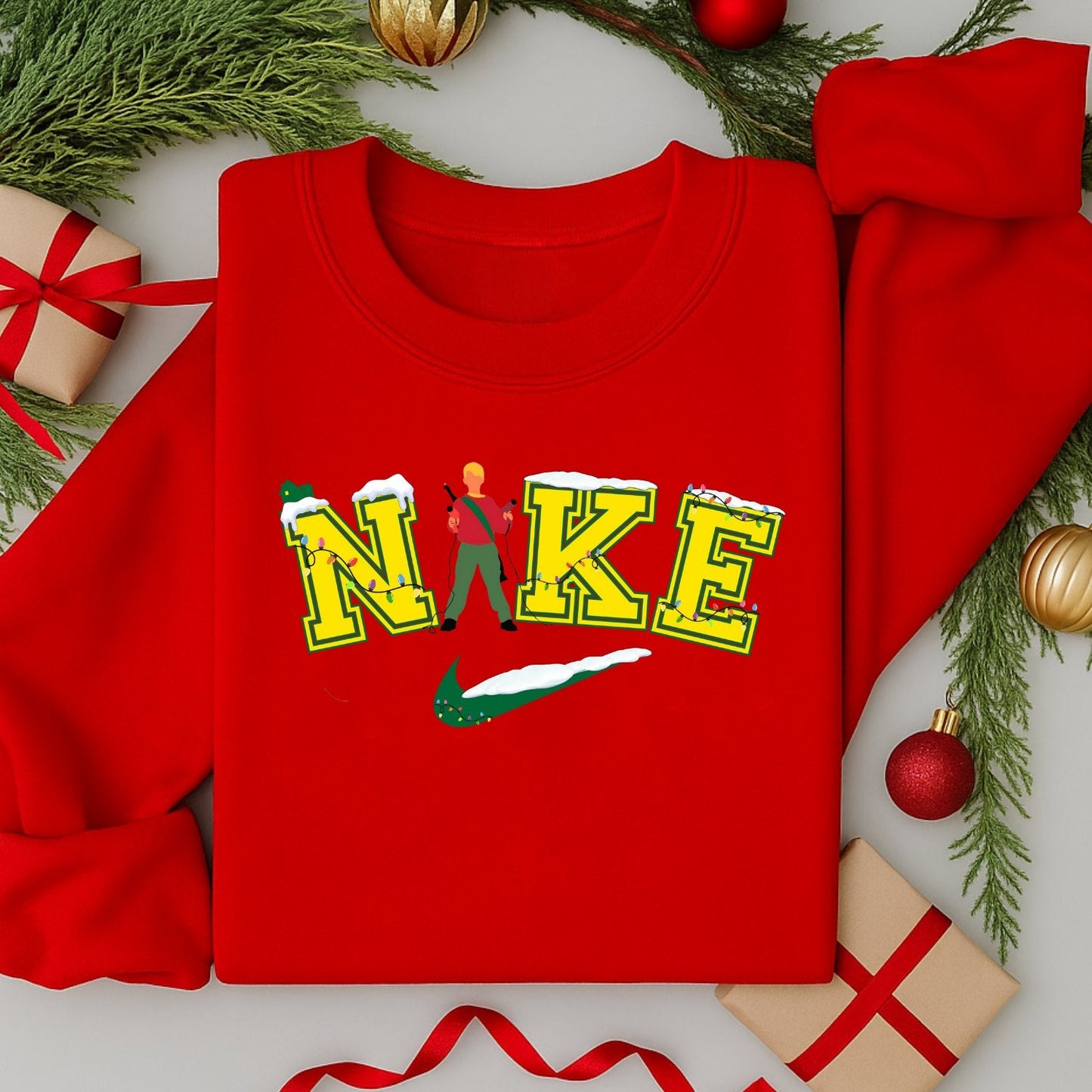 Adult Nike Inspired Home Alone Christmas Jumper | Funny Festive Sweatshirt | Unisex | Xmas Sweater Gift