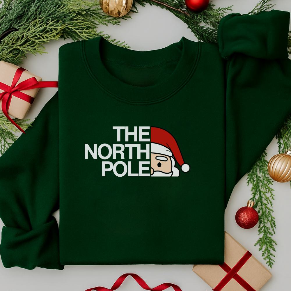 The North Pole Adult Christmas Jumper | Funny Festive Sweatshirt | Xmas Sweater Gift for Men & Women