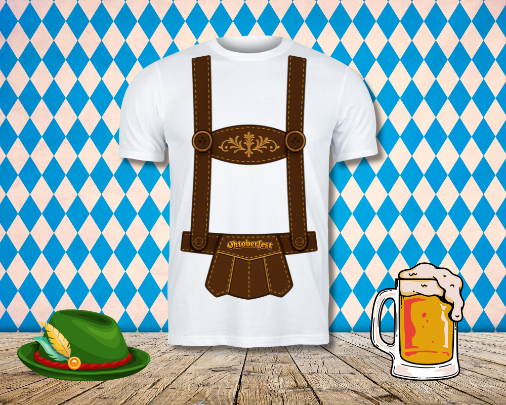 Lederhosen Printed Fancy Dress T-Shirt – Perfect for Oktoberfest & Parties!