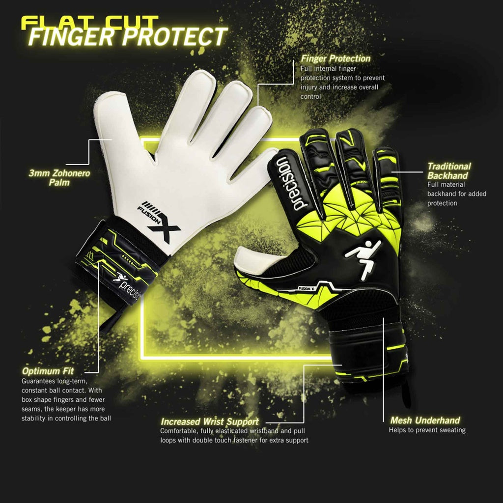 Precision Adults Fusion X Flat Cut Finger Protect GK Gloves