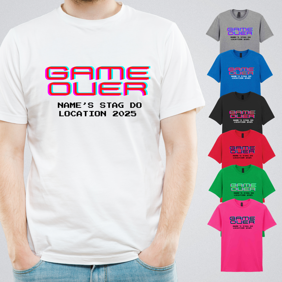 Custom Stag Do T-Shirts – Game Over! Design