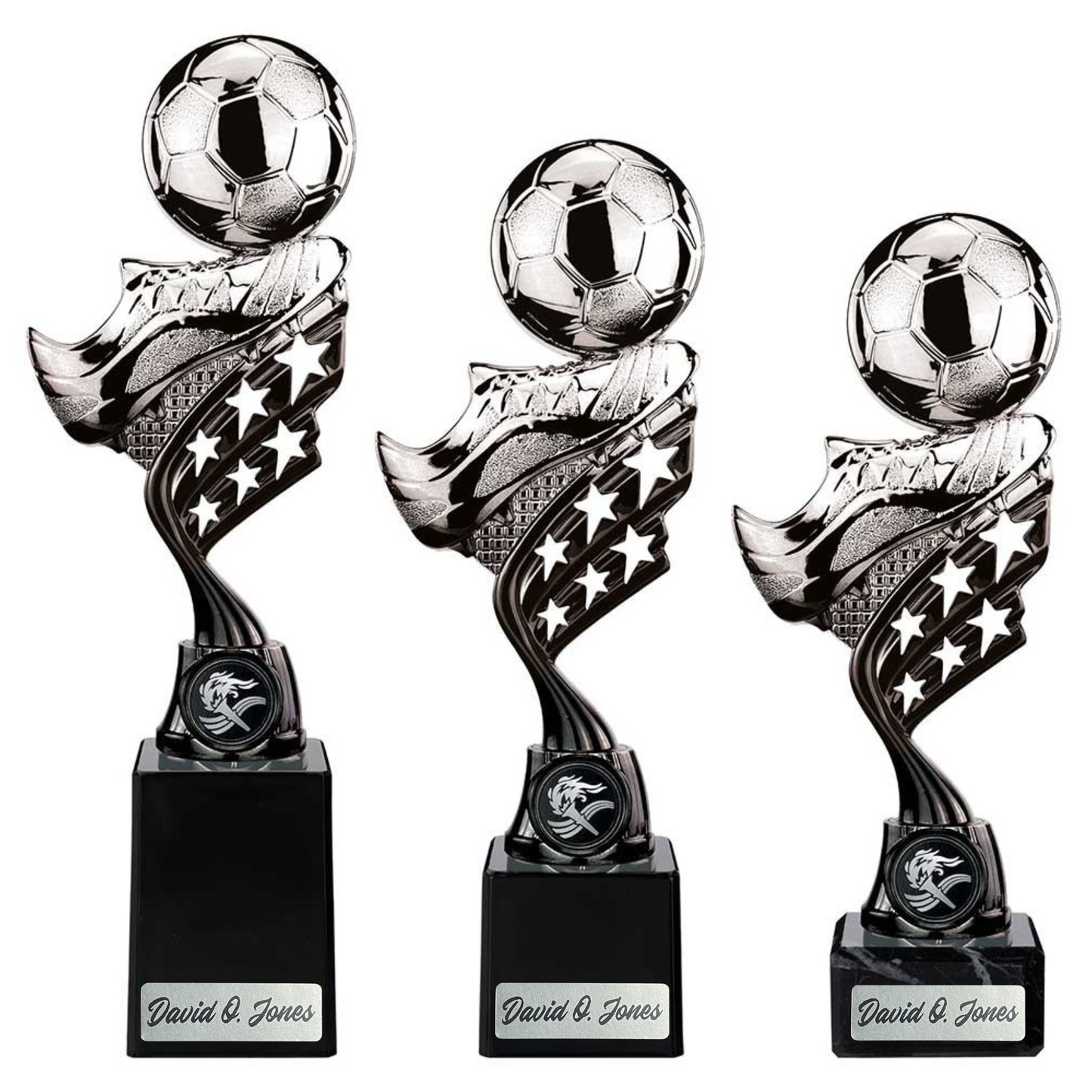 Innov8 Football Plastic Trophy - Silver & Black