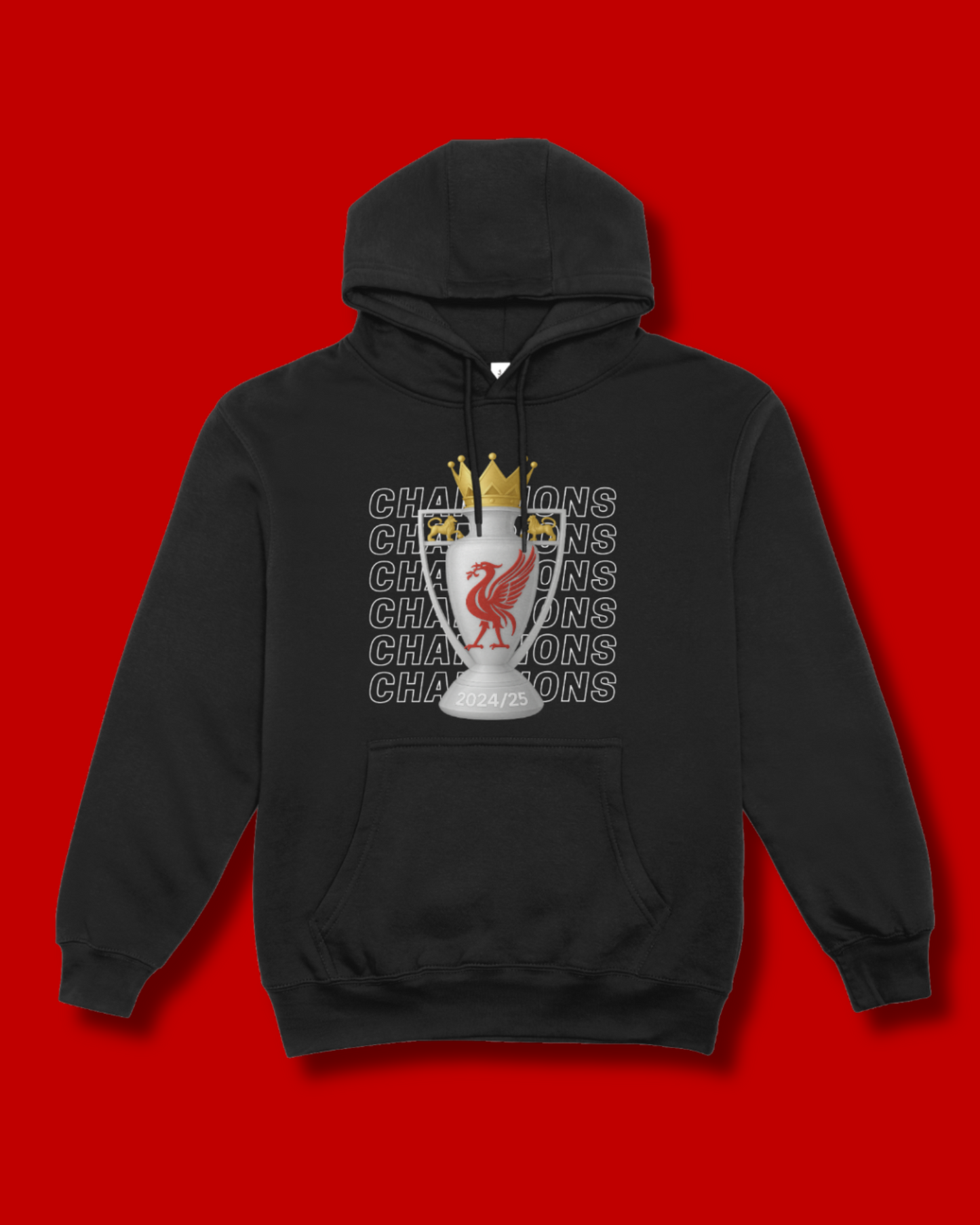 Liverpool Champions 24/25 Supporters Hoodie – Black (Adult)