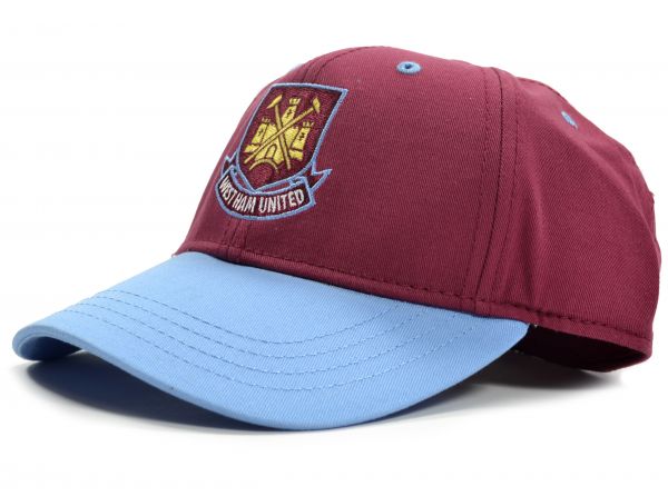 WEST HAM CLASSIC CREST CONTRAST BASEBALL CAP CLARET SKY BLUE