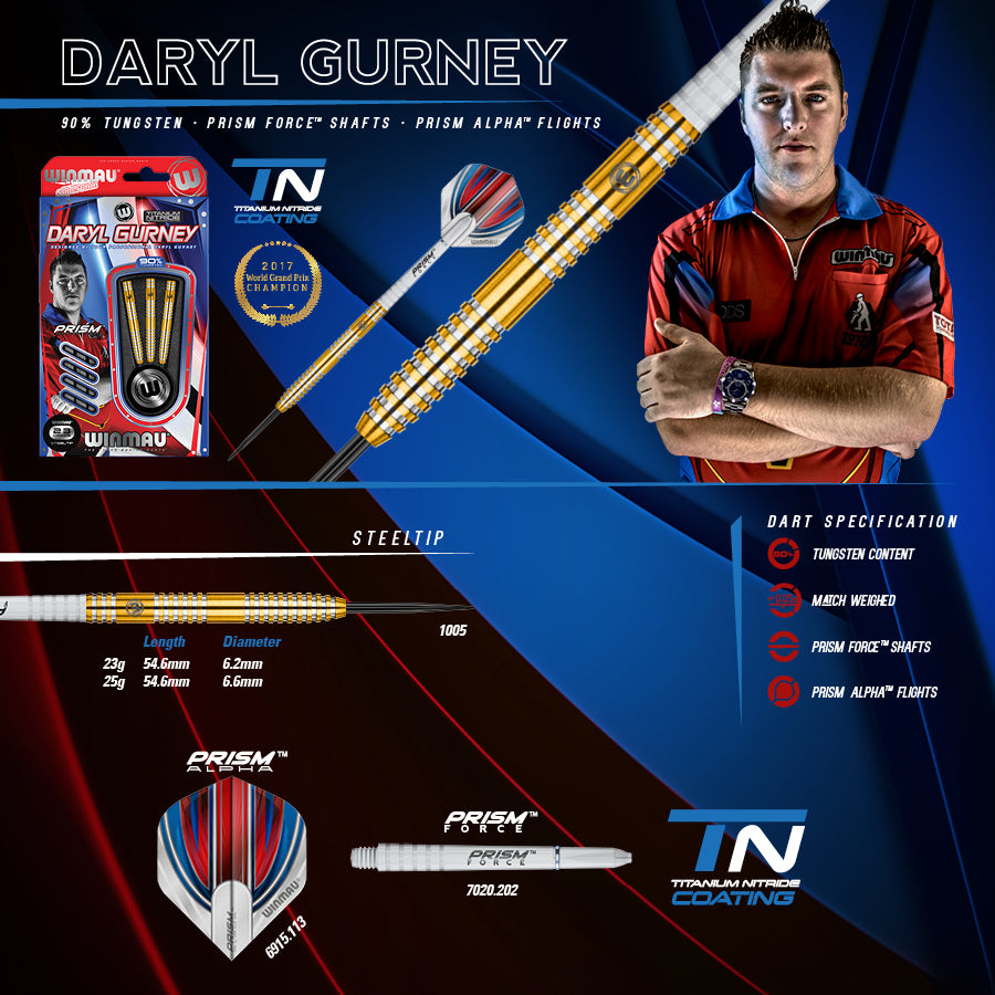 Daryl SUPERCHIN Gurney 90% Tungsen Winmau Darts Set 23g or 25g