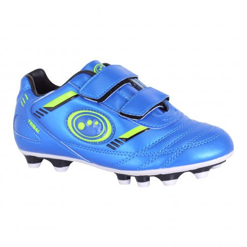 Optimum Tribal junior football boots velcro, moulded stud blue/green