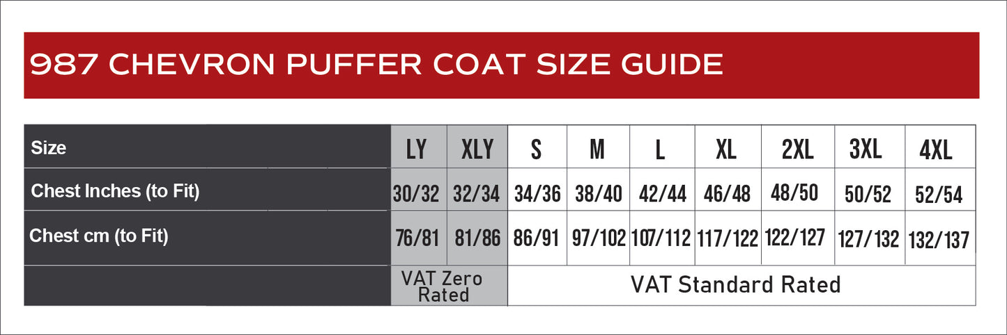 Sports Winter Thermal Chevron Long Puffer Jacket - Black or Navy