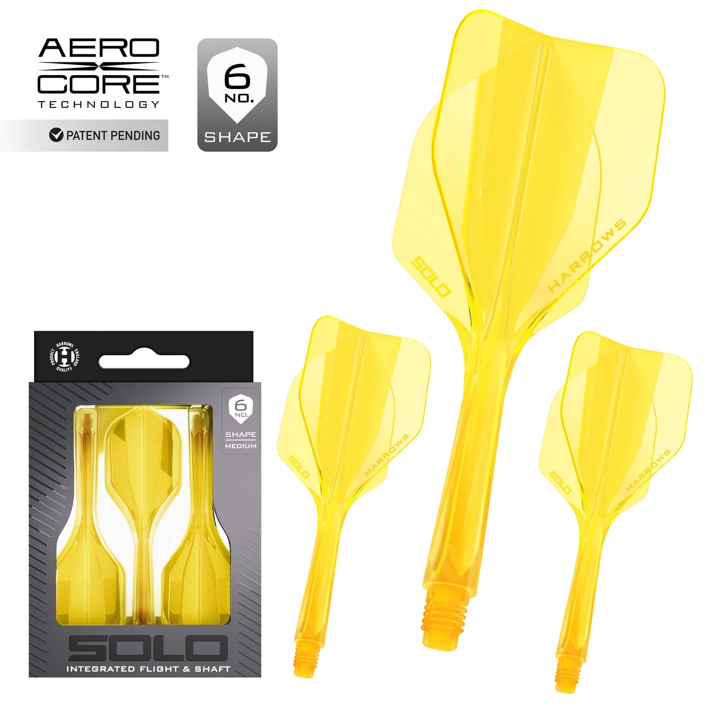 Harrows Darts Solo: Integrated Flight and Shaft - Yellow - Midi