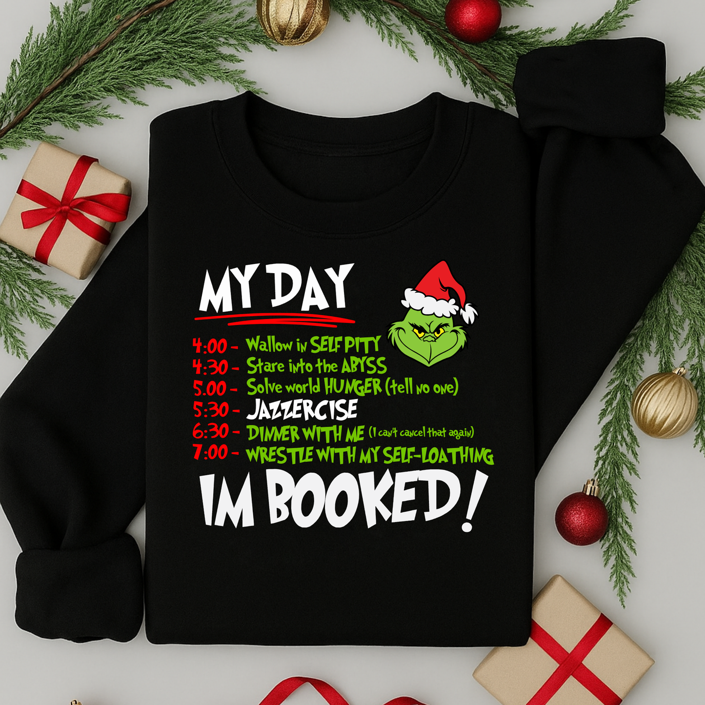 Funny Grinch Adult Christmas Jumper | Funny Festive Sweatshirt | Xmas Sweater Gift for Men & Women