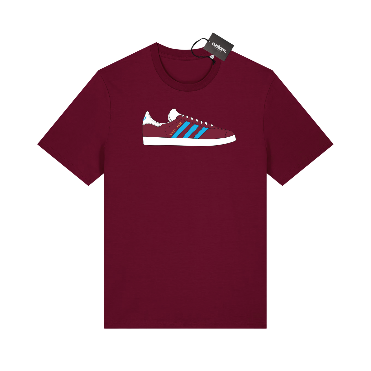 Gazelle Football West Ham T Shirt Hammers Casual Trainer Tee - Adults