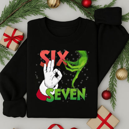 Six Seven 67 Christmas Jumper | Kids 67 Santa Grinch Christmas Sweatshirt | Xmas Sweater Gift