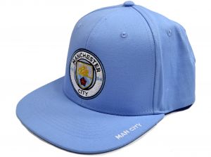 Man City Snapback Baseball Flat Peak Cap Sky Blue