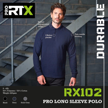 Pro RTX Workwear Pro Long Sleeve Piqué Polo Shirt