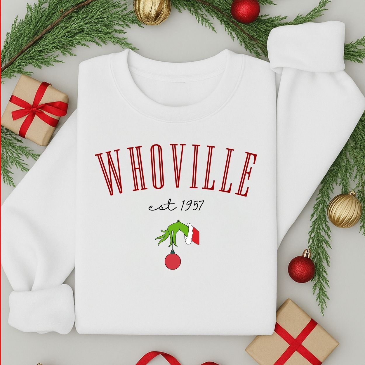 Whoville Inspired Grinch Adult Christmas Jumper | Funny Festive Sweatshirt | Xmas Sweater Gift for Men & Women
