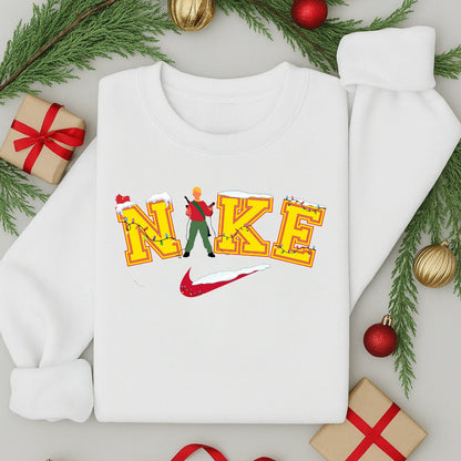 Kids Nike Inspired Home Alone Christmas Jumper | Funny Festive Sweatshirt | Unisex | Xmas Sweater Gift
