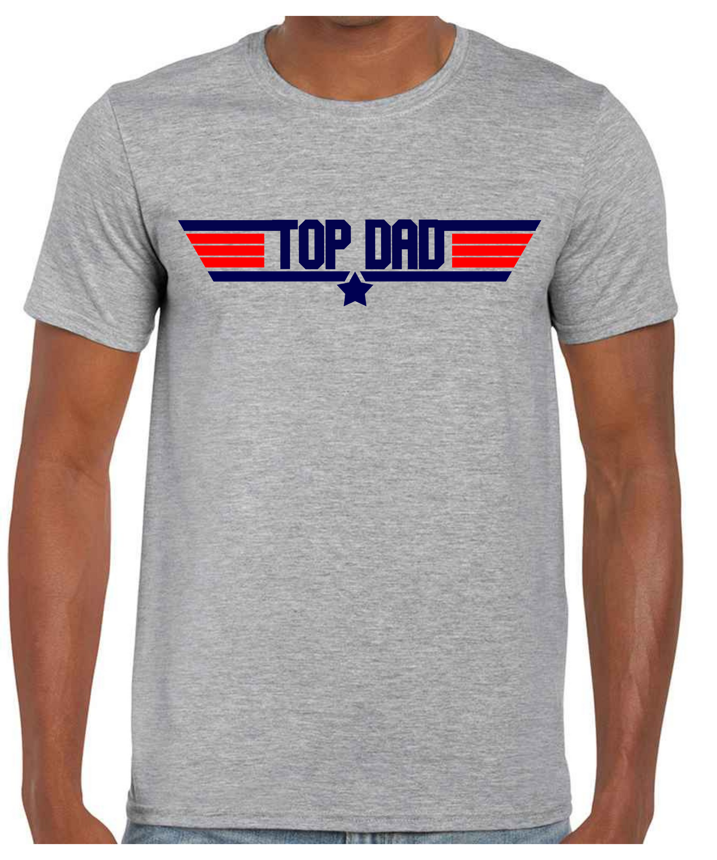 Top Gun / Top Dad T Shirt (White/Grey)