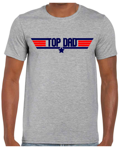 Top Gun / Top Dad T Shirt (White/Grey)