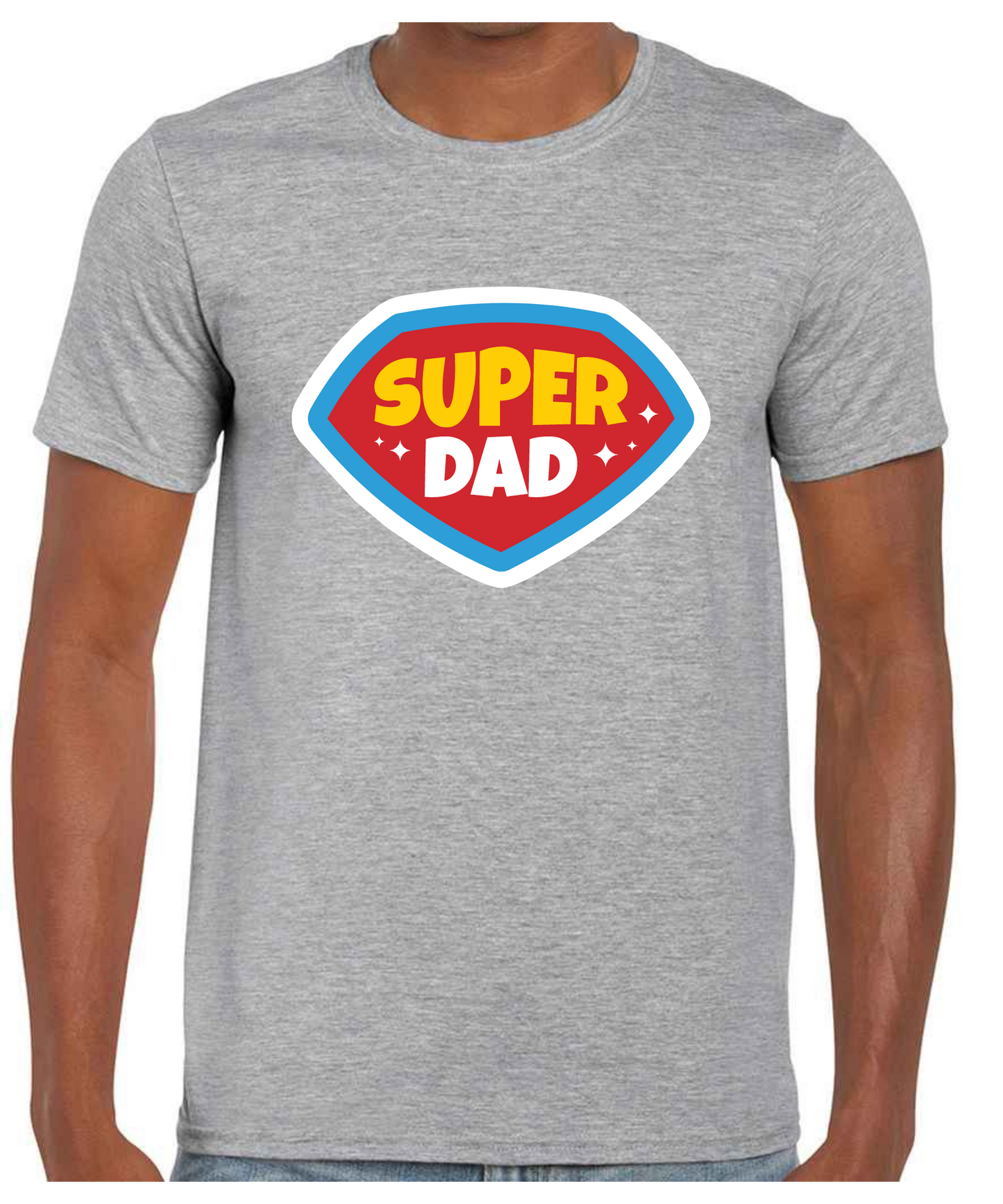 Super Dad Badge -  T Shirt (White/Black/Grey)