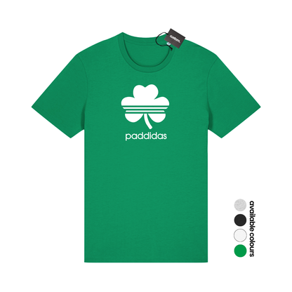 St Patrick's Day Funny "Paddidas" Irish Paddys Day Fancy Dress T-Shirt - Adults