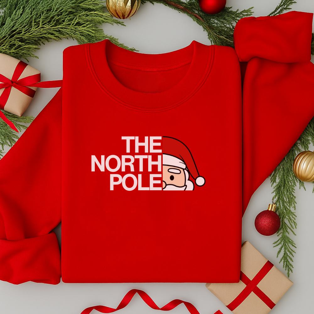 The North Pole Adult Christmas Jumper | Funny Festive Sweatshirt | Xmas Sweater Gift for Men & Women