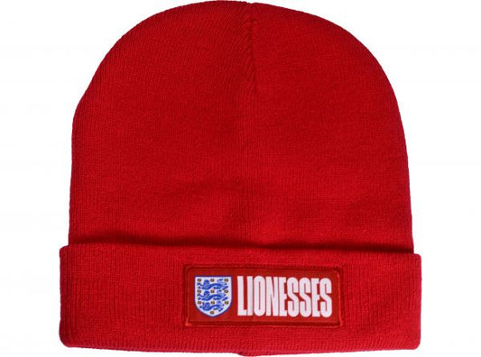 England Lionesses Knitted Turn Up Beanie Hat Red