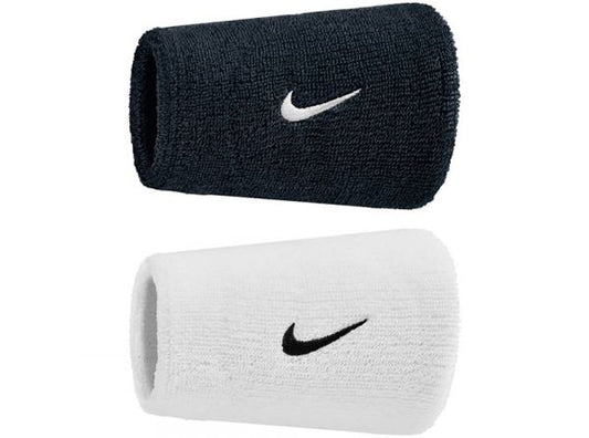 Nike Swoosh Classic Doublewide Wristbands 2pk Black / White / (Black)