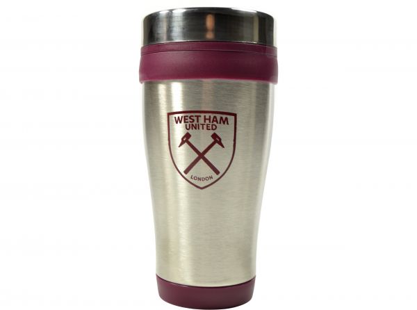 West Ham EXECUTIVE HANDLELESS METALLIC TRAVEL MUG