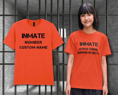 Custom Printed Prison Inmate T-Shirt – Personalise Your Lock-Up Look