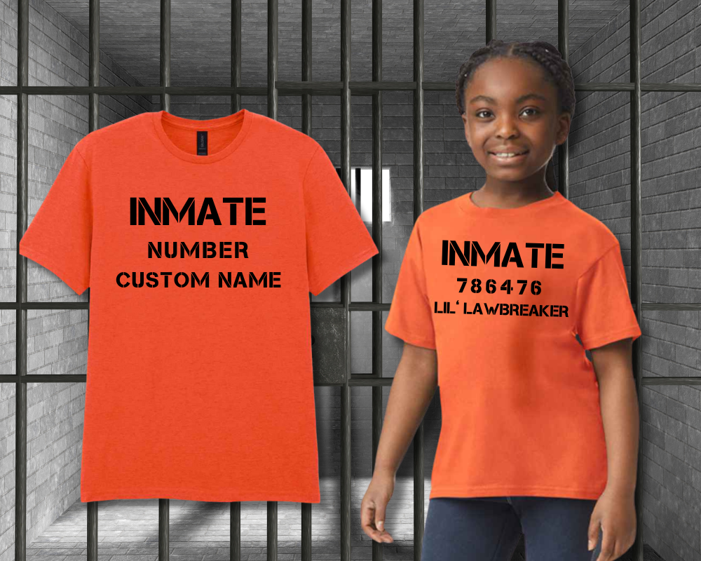 Custom Printed Kids Prison Inmate T-Shirt – Naughty Never Looked So Cute
