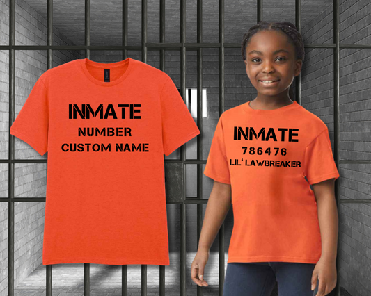 Custom Printed Kids Prison Inmate T-Shirt – Naughty Never Looked So Cute