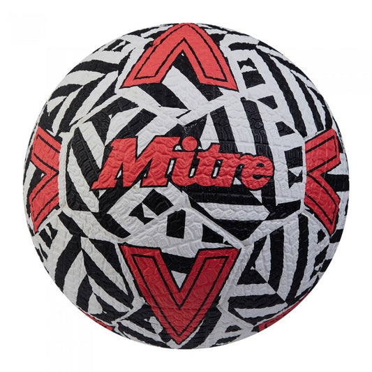 MITRE STREET SOCCER FOOTBALL WHITE /BLK / RED - SIZE 5