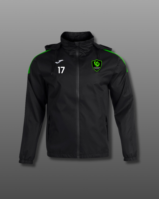 Chichester Rangers FC Joma Trivor COACHES Rain Jacket – Black/Neon Green (Junior & Adult Sizes)