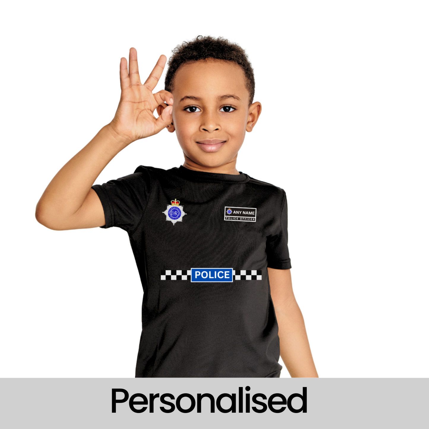 Kids Custom Fancy Dress Police Shirt Officer Costume