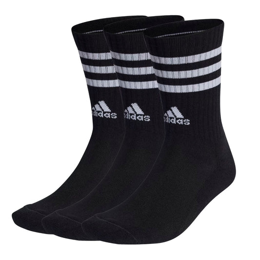 Adidas 3 Stripe Cushioned Crew Socks Adult (3 Pairs) Black