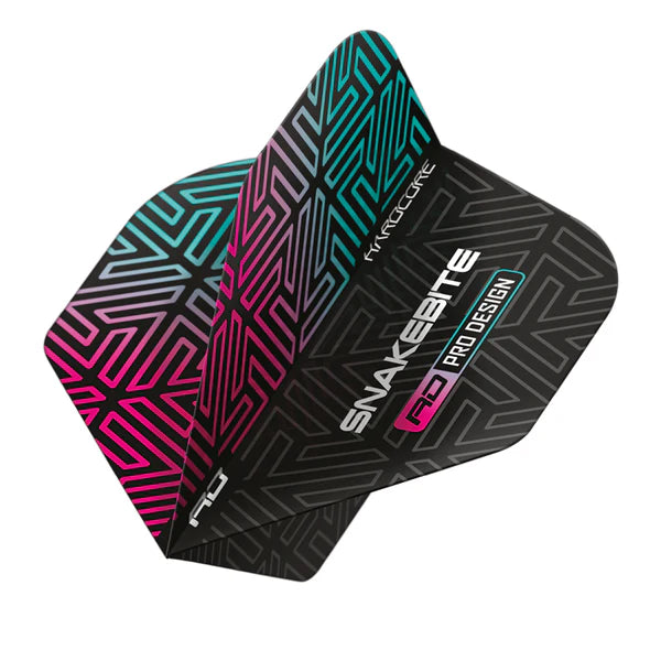 Red Dragon Darts Peter Wright Snakebite Black & Rainbow Hardcore Premium Standard Flights