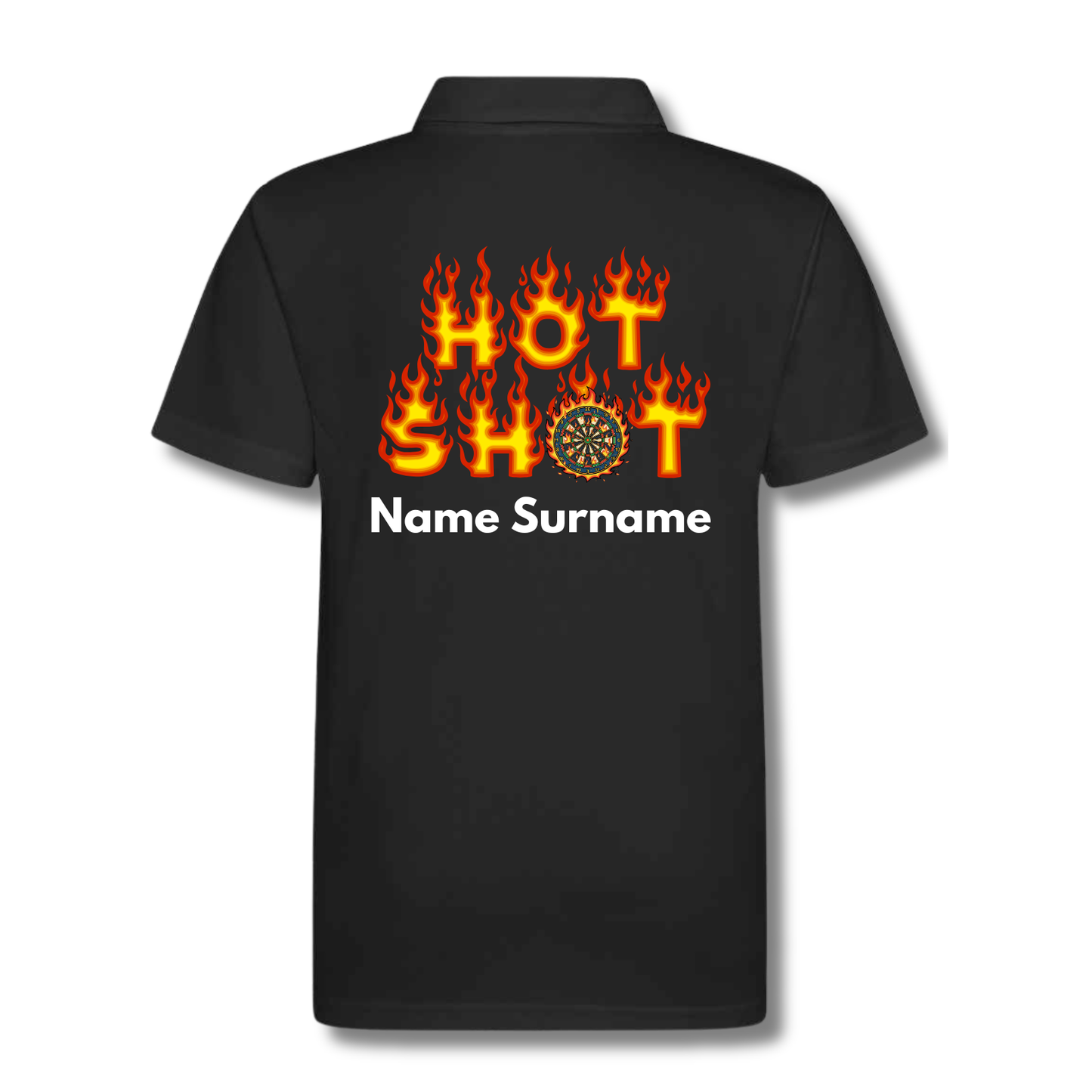 Kids Personalised Darts Polo Shirt – Custom Name | Ice Cold, Hot Shot, The Flash, The Legend, Bullseye Designs