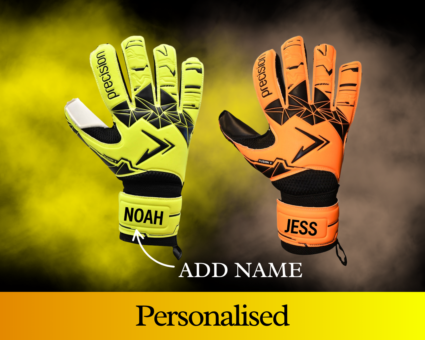 Customised Gift - Name Football Goalkeeper Gloves - Junior and Adults sizes.