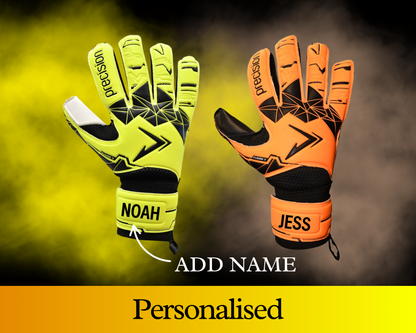 Customised Gift - Name Football Goalkeeper Gloves - Junior and Adults sizes.