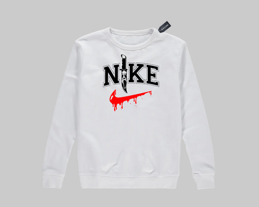 Scream Nike Inspired Halloween Sweatshirt – Unisex Adults White Jumper