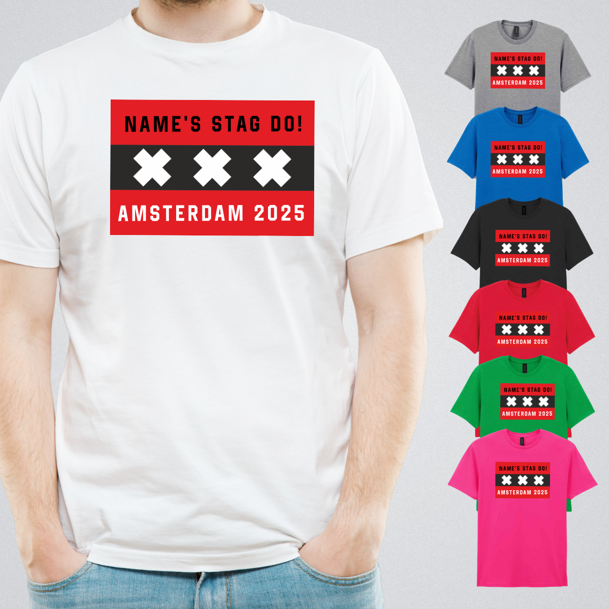 Custom Stag Do T-Shirts – Amsterdam Flag Design