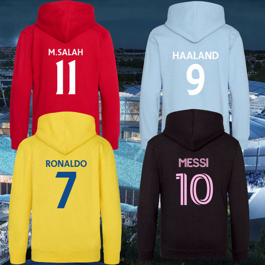 Football Hero Hoodie - Junior (Messi, Ronaldo, Haaland  & Salah