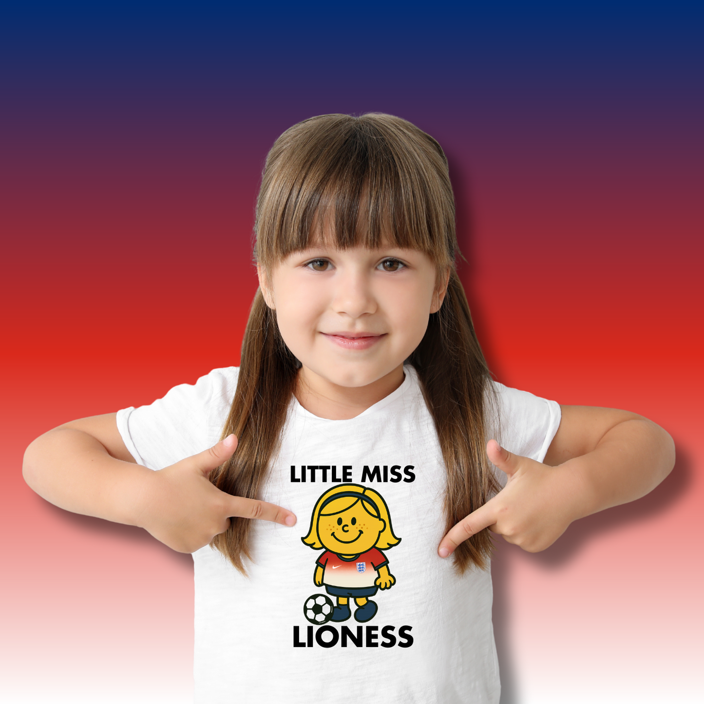 Little Miss Lioness T-Shirt – Girls' England Football Supporter Tee