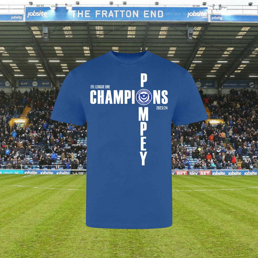 Portsmouth FC Champions 23/24 Pompey Supporters Tee T Shirt