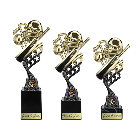 Innov8 Cricket Plastic Trophy Gold Black