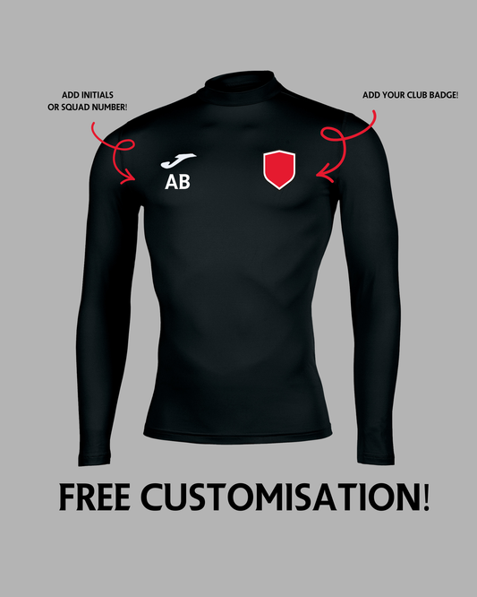 Joma Brama Academy Base layer long sleeve top - Black FREE BADGE AND INITIALS PRINT