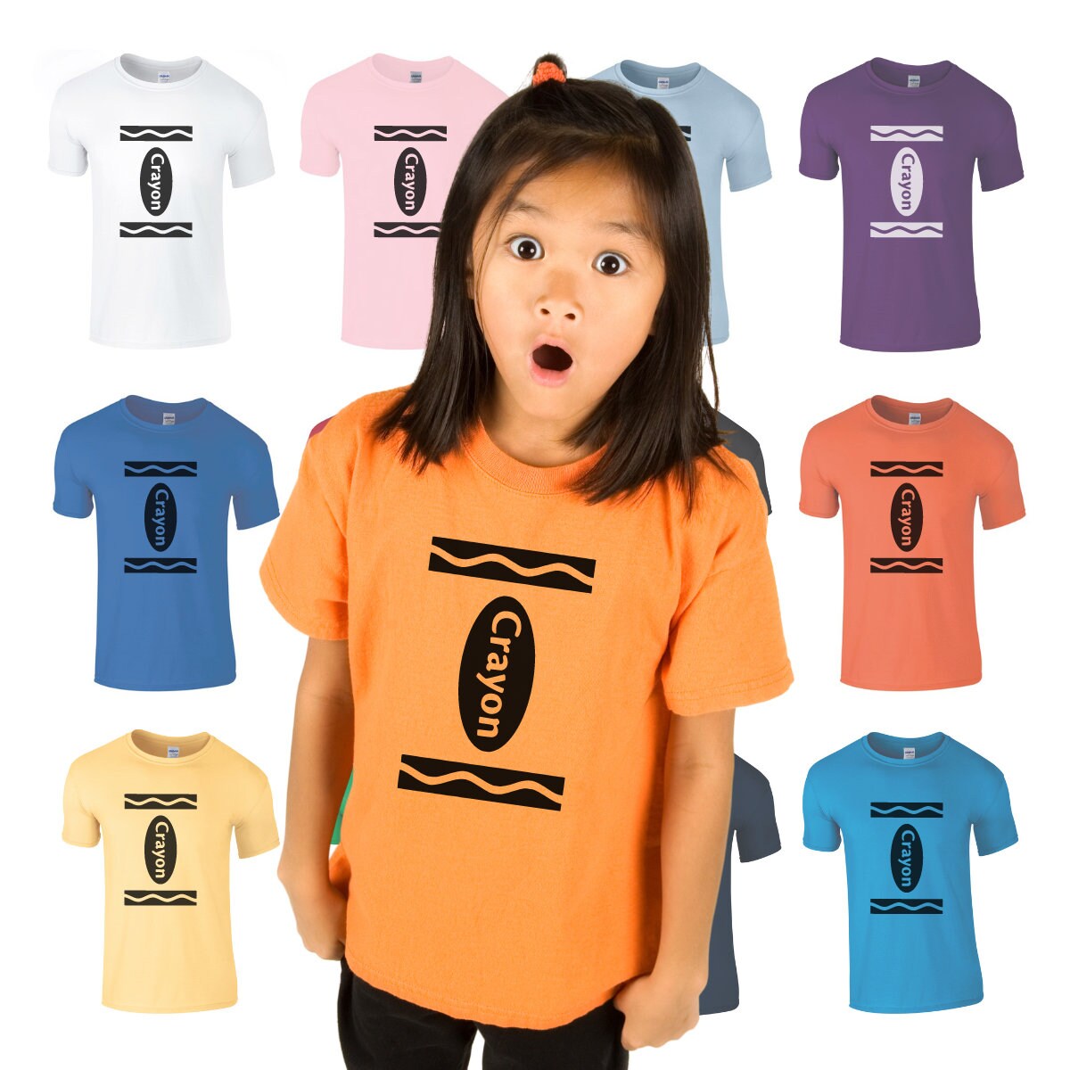 Kids Crayon Fancy Dress T-Shirt - Various Colours