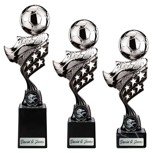 Innov8 Football Plastic Trophy - Silver & Black